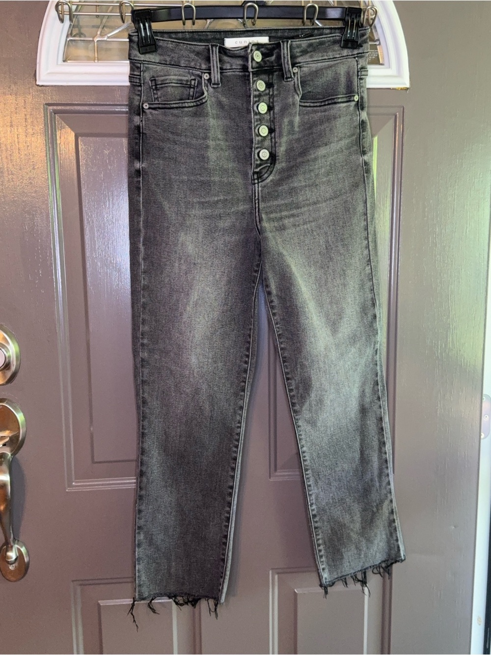 eunina Gray Ultra High Rise Straight  Jeans